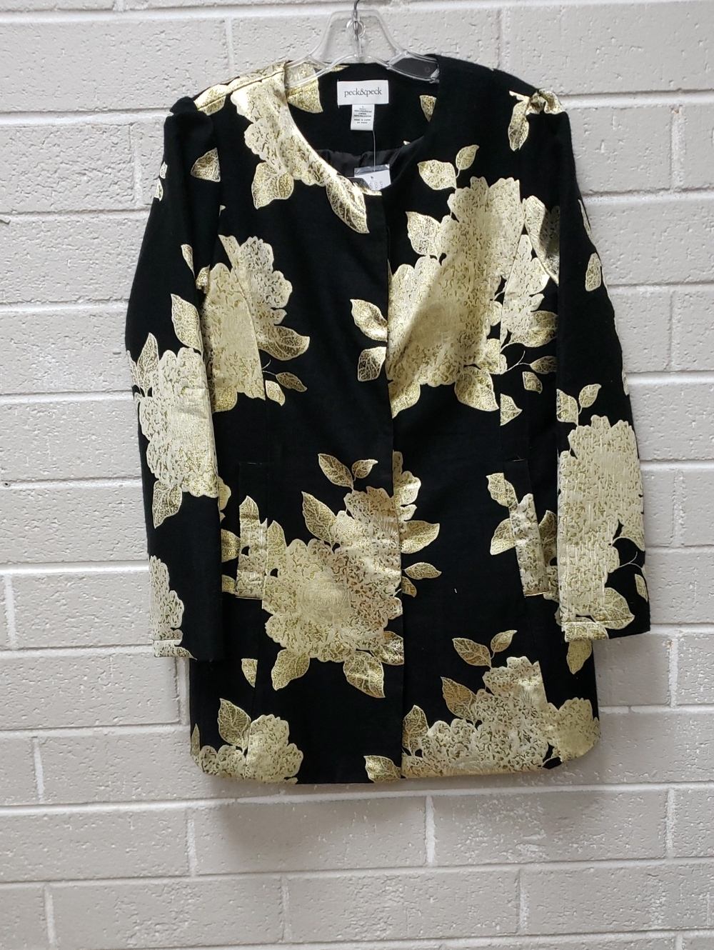 Peck & Peck Black and Gold Floral Coat